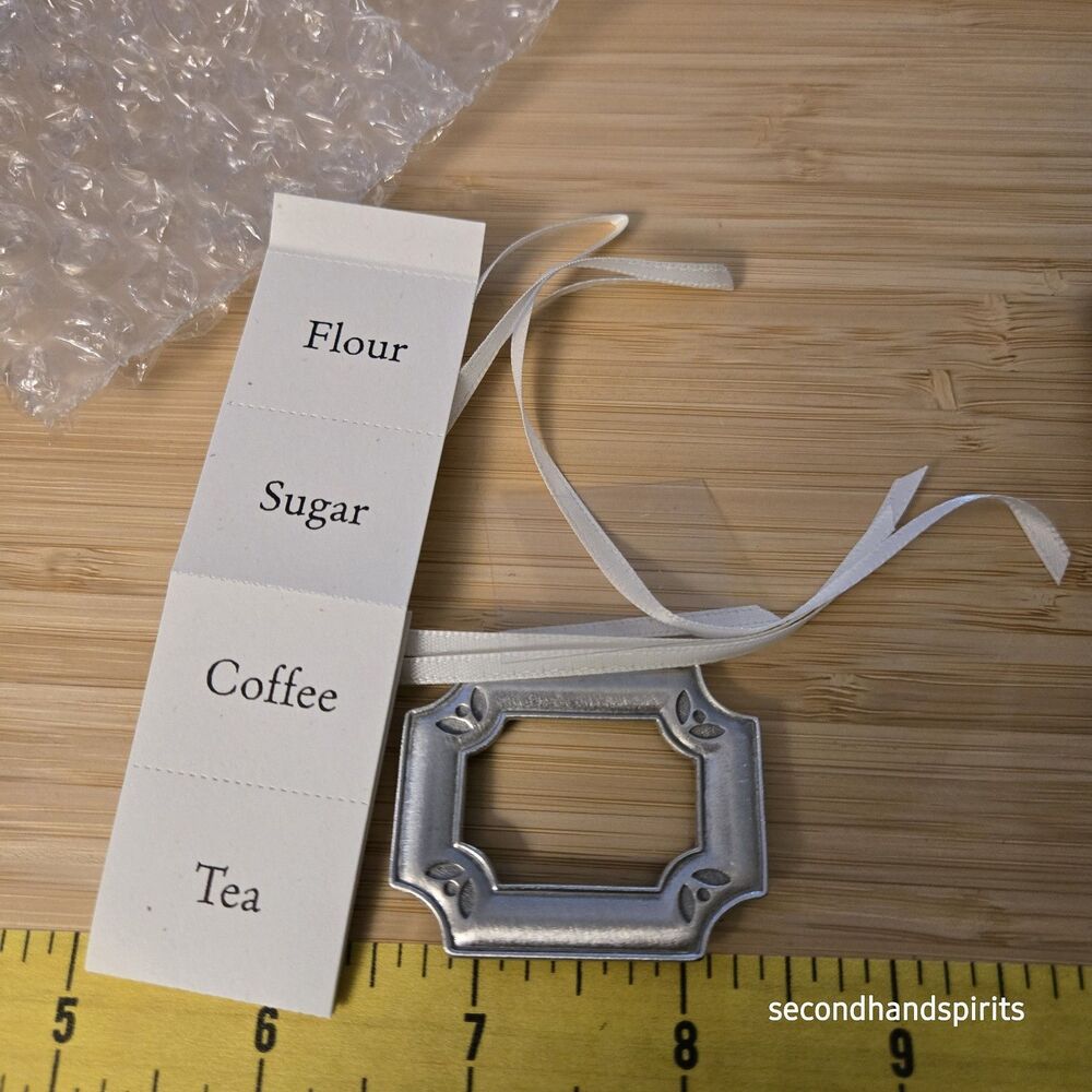 Longaberger PEWTER LABEL Tie On Flour Sugar Coffee Tea NEW #20797